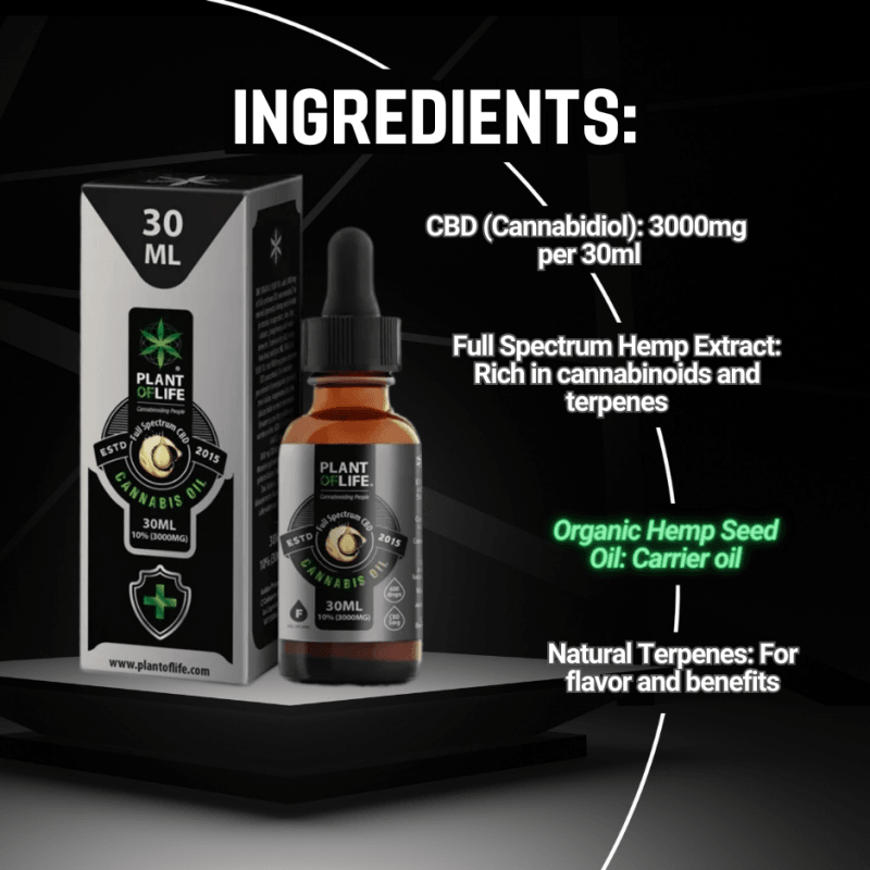 Vollspektrum CBD-Öl 10% 30ml – Bio-Hanföl, Cannabinoide, Terpene für Wohlbefinden & Entspannung