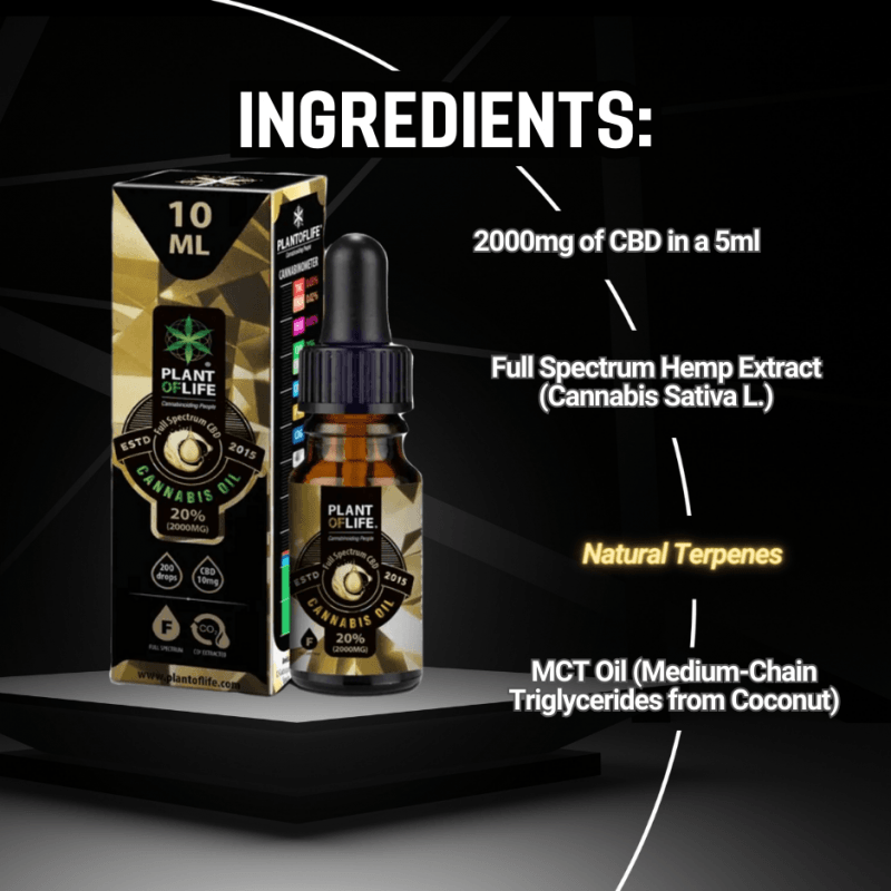Vollspektrum CBD-Öl 20% – MCT-Kokosöl, Cannabinoide und Terpene für Wohlbefinden und Entspannung