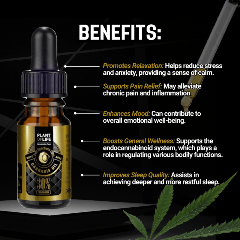 30% Vollspektrum CBD-Öl 30ml Plant of Life – 6000mg CBD, Hanföl, GMP-zertifiziert, laborgeprüft für Entspannung, Schlaf und allgemeines Wohlbefinden