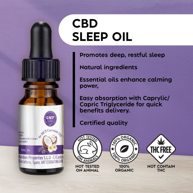 35% CBD Schlaföl 10ml in MCT-Kokosöl mit Kamille, Lavendel & Zitrus – biologisch, THC-frei, GMP-zertifiziert, Plant of Remedy