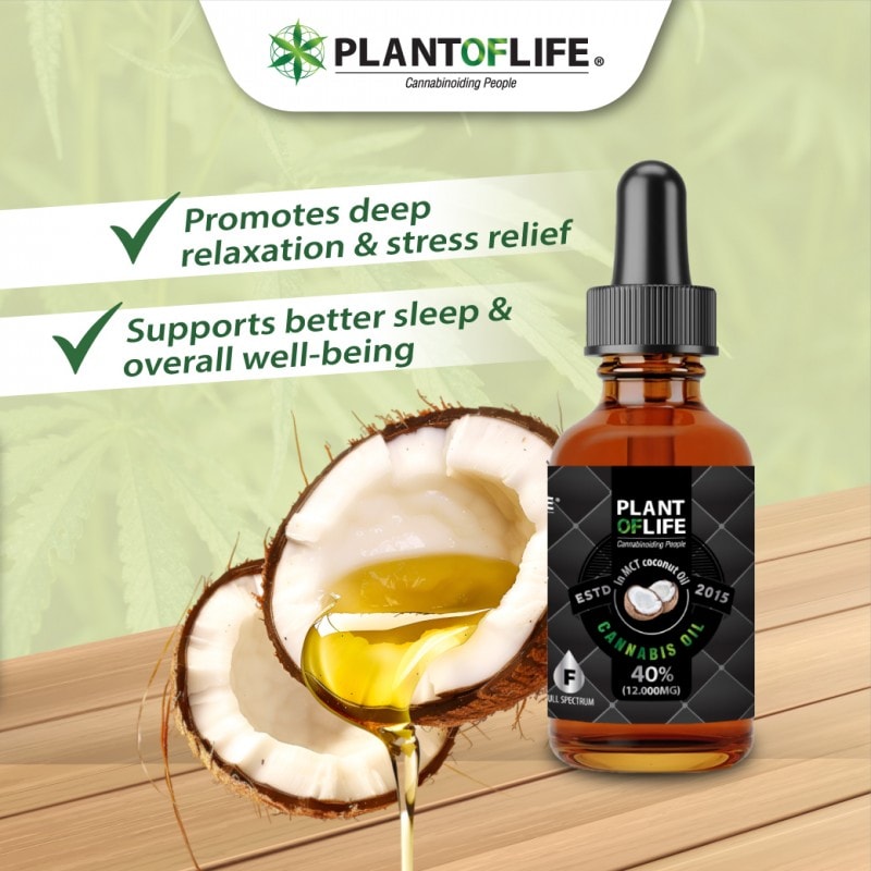 40% Vollspektrum CBD-Öl 30ml mit MCT-Kokosöl – Plant of Life, 600 Tropfen, 20mg CBD pro Tropfen, biologisch & GMP-zertifiziert