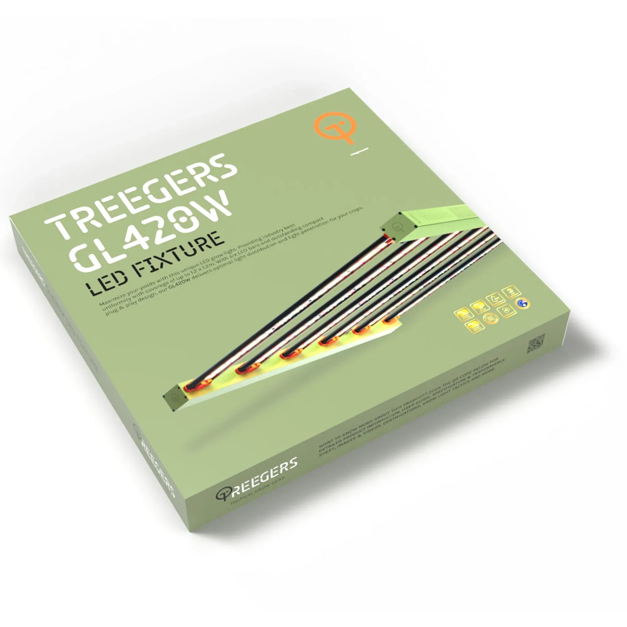 Treegers GL420W LED Grow Lampe 420W Vollspektrum Grow Light mit sechs LED-Leisten für gleichmäßige Ausleuchtung bis 1,2x1,2m Indoor Anbaufläche