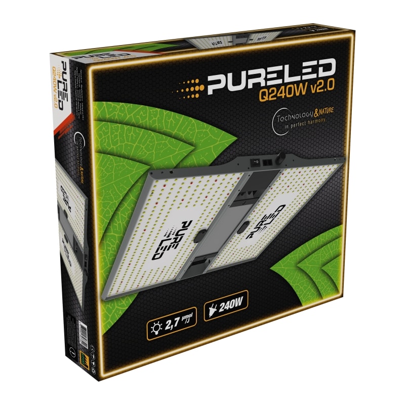 PURE LED Q240 V2.0 240W LED Grow Lampe Vollspektrum für Indoor Pflanzen und Growbox 80x80 cm dimmbar