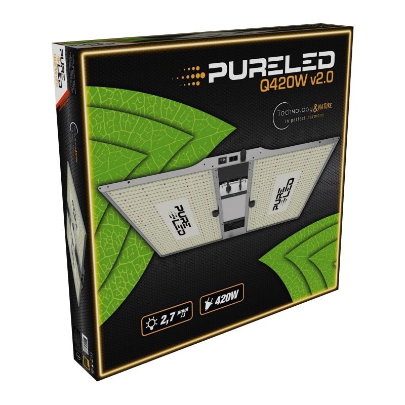 PURE LED Q420 V2.0 420W LED Grow Lampe mit Vollspektrum für Indoor Pflanzen, dimmbar und ideal für Growbox 120x120 cm