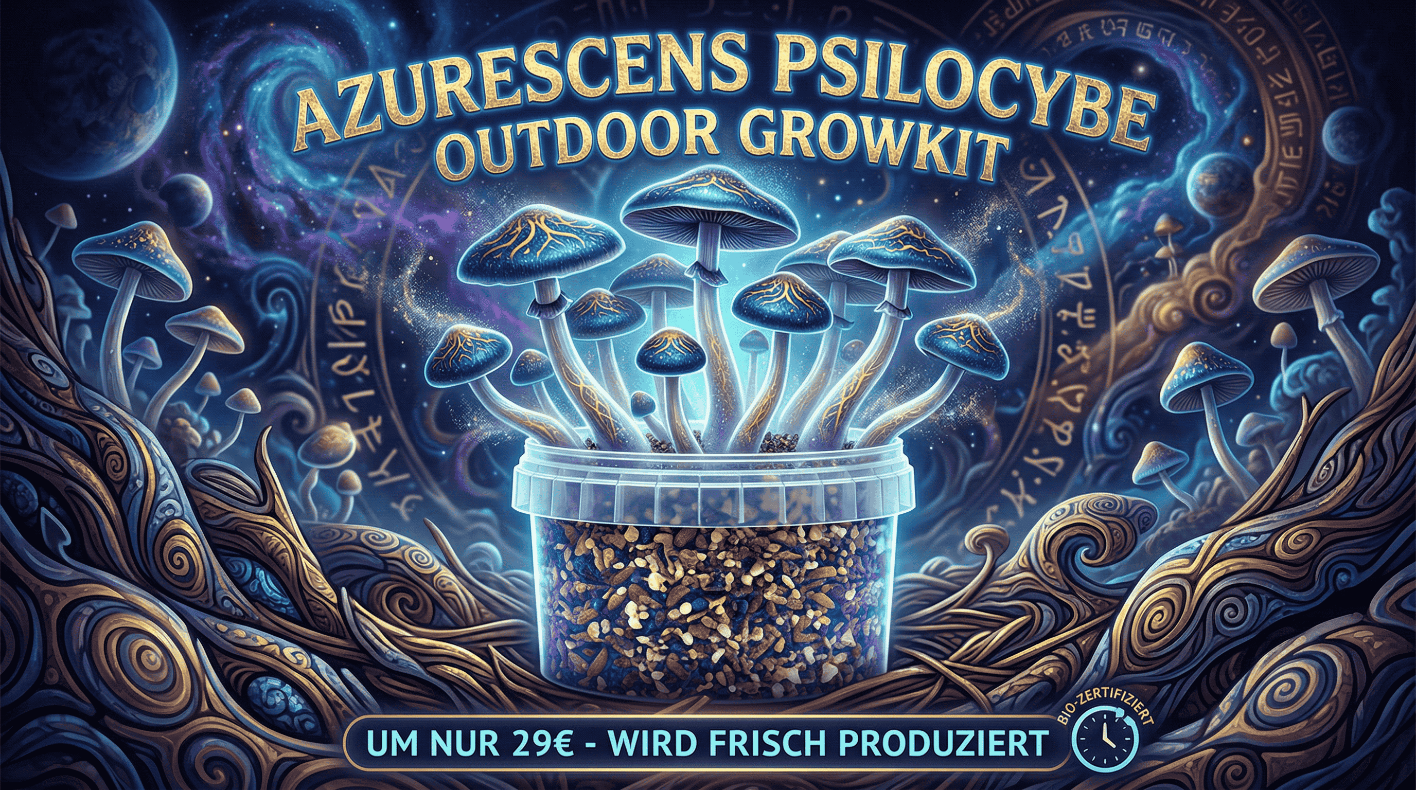 Azurescens Growkit für Pilzzucht – Mycelium Kulturset zur einfachen Anzucht von Psilocybe azurescens unter kontrollierten Bedingungen