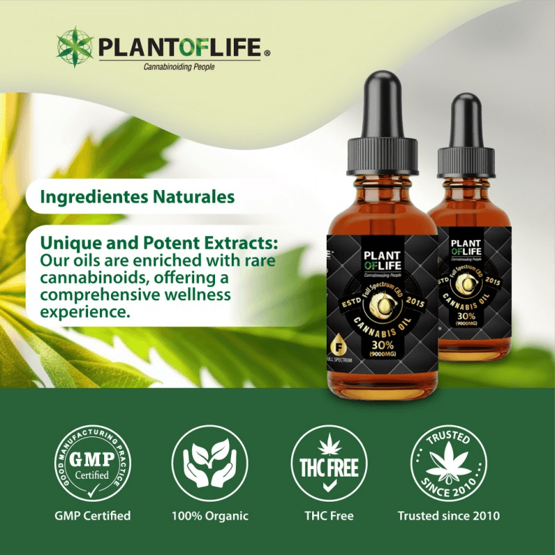 30% Vollspektrum Cannabis Sativa Öl von Plant of Life mit 9000mg CBD in 30ml – hochdosiertes Premium CBD Öl mit Hanf-Öl und natürlichem Vollspektrum-Hanfextrakt für ganzheitliches Wohlbefinden.