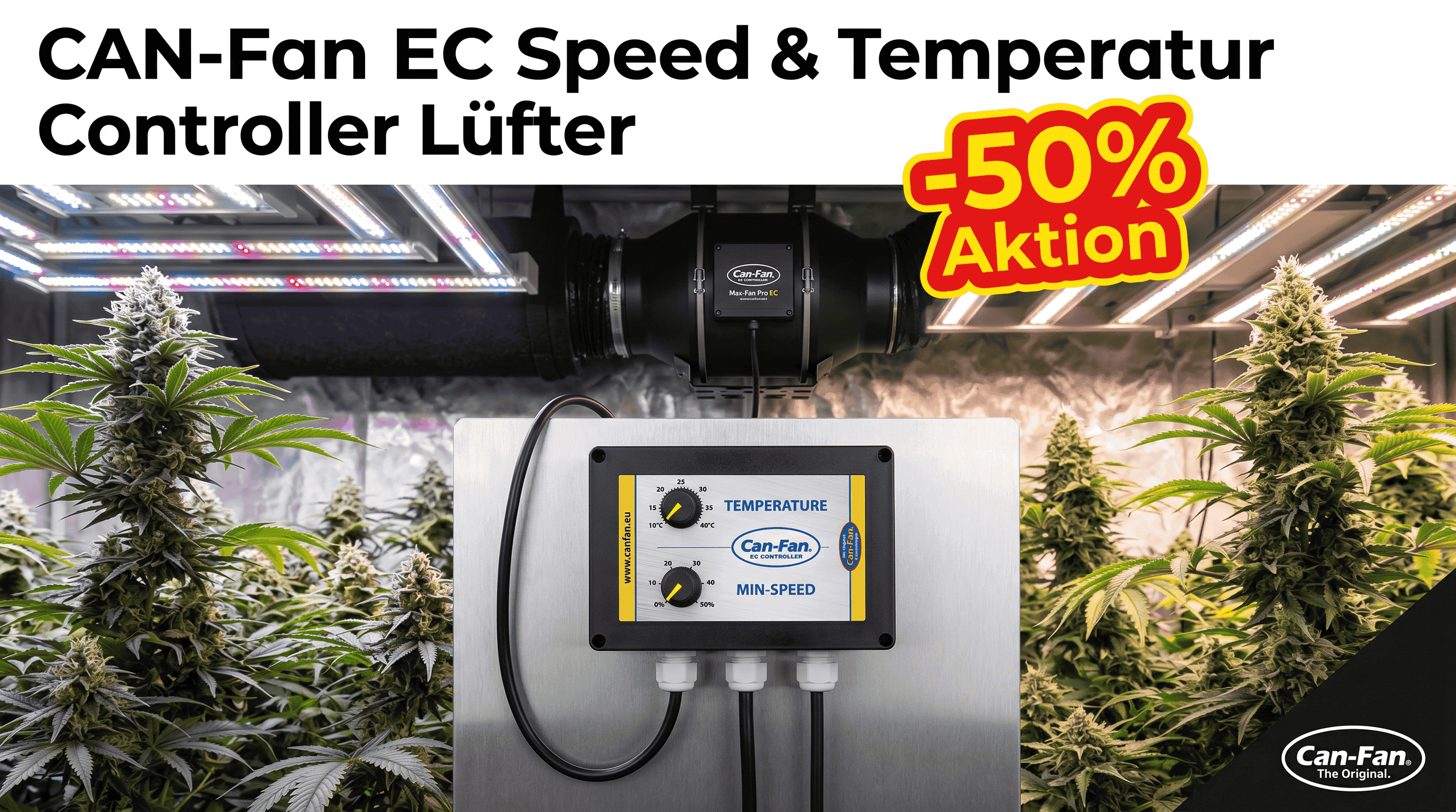 CAN-Fan EC Speed & Temperatur Controller für Max-Fan Pro EC und Q-Max EC Lüfter – automatische Drehzahl- und Temperaturregelung für Lüftungssysteme