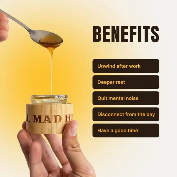 Real Mad Honey naturbelassener Wildhonig mit goldener Farbe und charakteristischer Textur