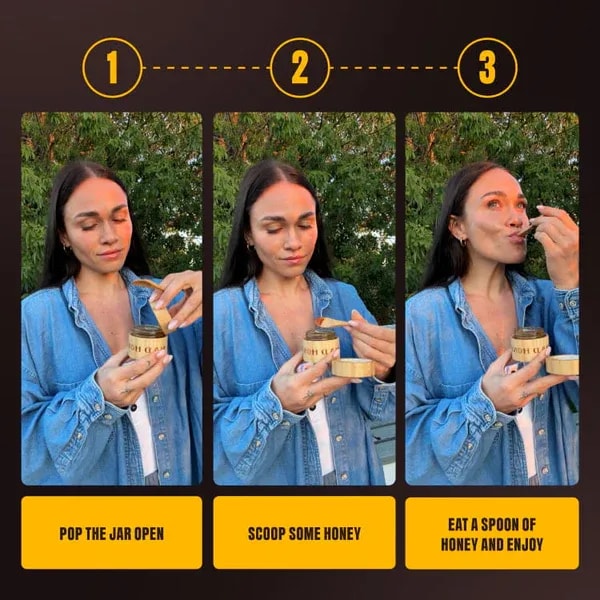 Real Mad Honey Spezialhonig serviert auf einem Löffel