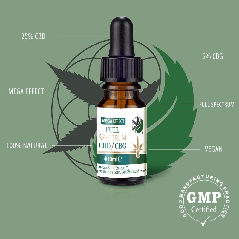 Vollspektrum Cannabis Sativa Öl mit 25% CBD und 5% CBG. Premium Hanfextrakt für natürliches Wohlbefinden – 10ml.