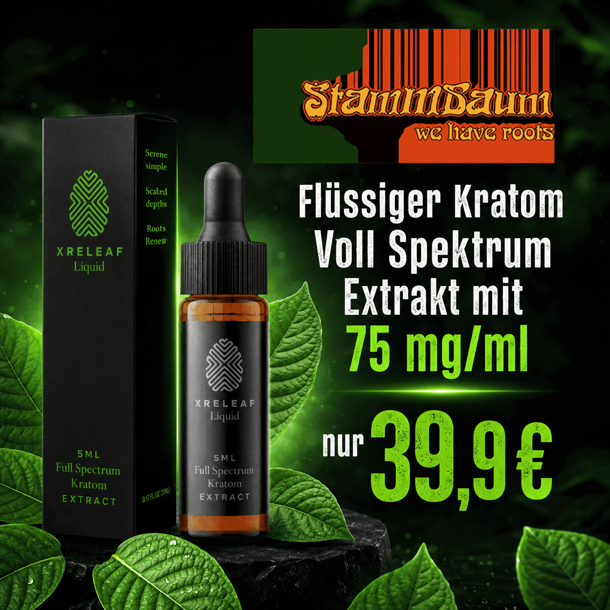 XRELEAF Liquid Full Spectrum Kratom Extrakt Maeng Da 5ml mit Pipette
